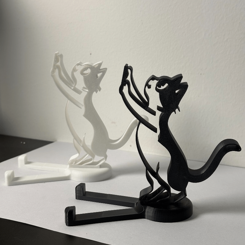 Essential Tablet Accessories - Abstrakter Hohllinien-Katzen-Handyständer Minimalistischer Kätzchen-förmiger Schreibtisch-Tablet-Halter Niedliche