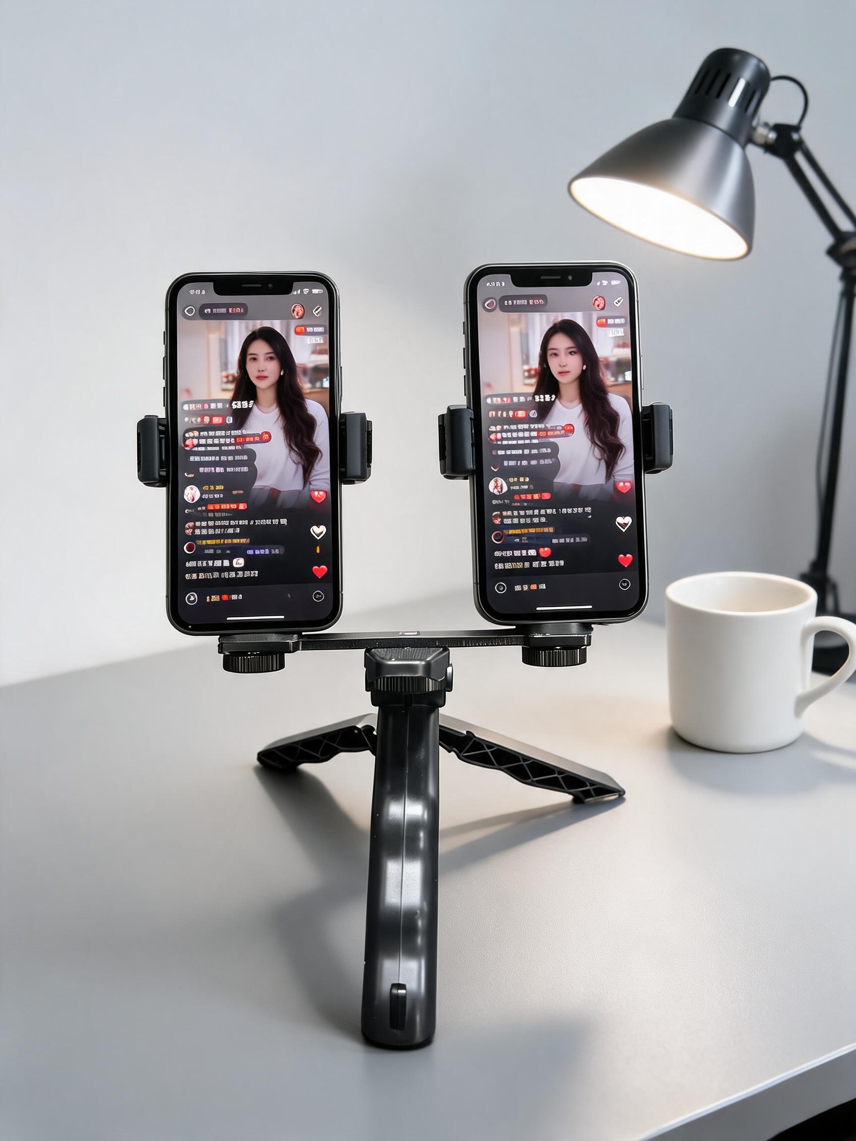 Ulefone Tablet Accessories - Dual-Handy-Livestream-Halterung Handstativ 2-in-1 Verstellbare Halterung für