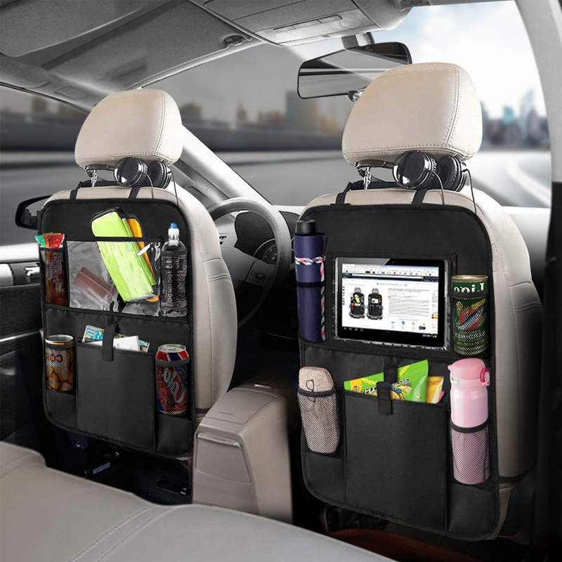 Toddler Tablet Accessories - Auto-Rücksitz-Organizer mit Touchscreen, Tablet-Halter, automatische Aufbewahrungstaschen,