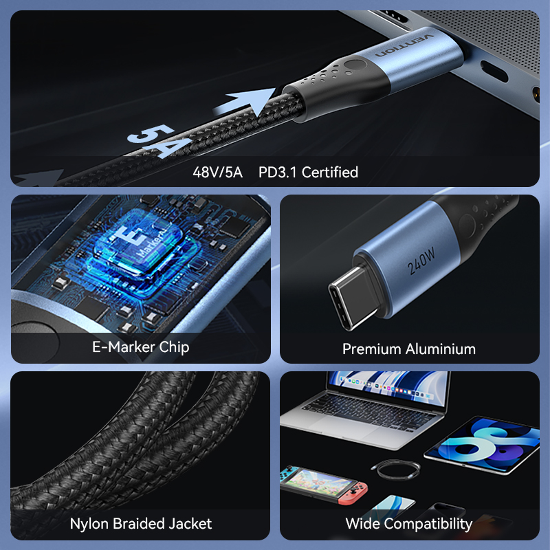 Vention 240W USB-C-auf-USB-C-K – Ulefone Tablet Accessories Bewertung und Preis